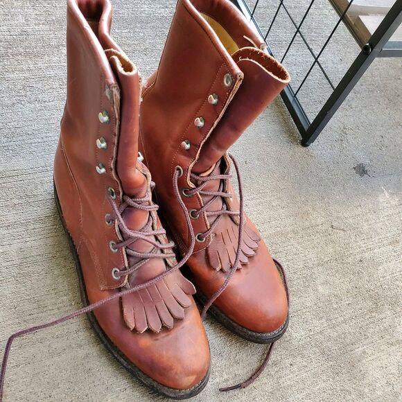 Justin Boots Shoes - Vintage Women's Justin Roper Boots Brown Leather Size 5.5 B L0518 - Made in USA